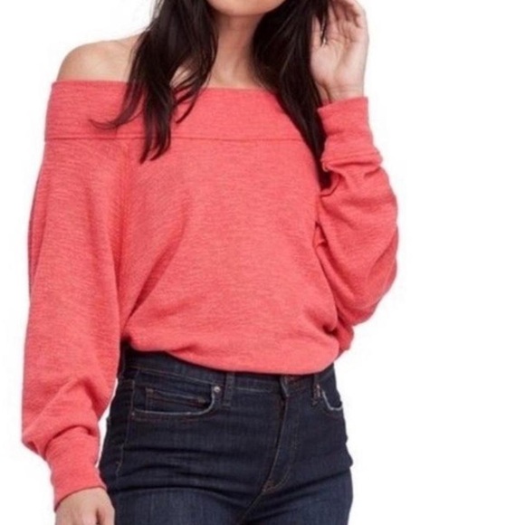 Free People Tops - We The Free People Red Long Sleeve Off Shoulder Knit Top Sweater Small